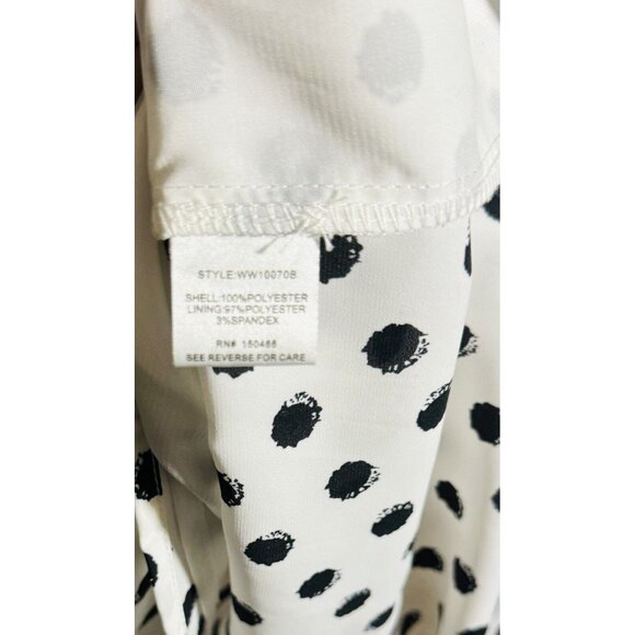 41 Hawthorn White & Black Polka Dot Tulip Sleeve Blouse‎ Pocket Accent Sz Small - Picture 7 of 12